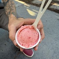 Strawberry sorbet   at Dee’s Trolley in Boise