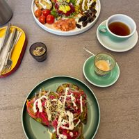 breakfast plate and avocado toast  at Tranzit by Flow in Budapest