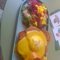 Eggs benedict at Tranzit by Flow in Budapest