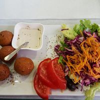 mixed falafel plate at EcoistHan in Istanbul
