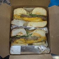 Just egg, impossible sausage, vegan cheddar with arugula & spicy mayo  at Artesano Cafe in Philadelphia