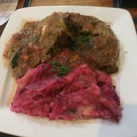 vegan meatloaf and mash  at Soju in Santiago