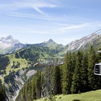 View from the mountain station at Restaurant Frööd in Vorarlberg