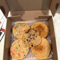 Birthday Cake, Chocolate Chunk and Fried Ice Cream Filled cookies  at Insomnia Cookies  in Asheville