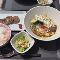 'vegan cheese curry' mapo tofu and vegan dumplings at Tsuminaki Mapo Tofu (Mita Tamachi Branch) - 罪無き麻婆豆腐 in Tokyo