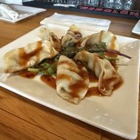 Vegan potstickers (tofu, portabella mushrooms, cabbage, carrots).  at Jamo's Pub in Lake George