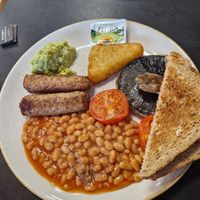 Vegan cooked breakfast  at Tesco Cafe in Cardigan