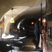 Inside the cave  at Maly Buddha in Prague
