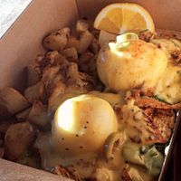 Vegan eggs Benny at Friends and Neighbours Cafe in Edmonton