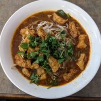 Veggie pho satay 4/5 peanuts were soggy at Friends and Neighbours Cafe in Edmonton