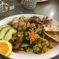 Farmers breakfast skillet at Friends and Neighbours Cafe in Edmonton