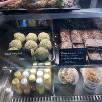Matcha balls, energy bars and chia pudding la beled vegan  at Rizes in Athina