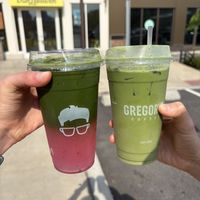 Delicious matchas. Prickle pear matcha and blue dreamm  at Gregory's Coffee in Darien