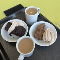 banana chocolate cake, pear cake, chai   at Community Cafe in North London