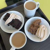 banana chocolate cake, pear cake, chai   at Community Cafe in North London