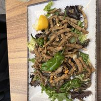 Had already started eating. The delicious, mushroom based fish alternative 🤩  at La Verdulera in Cadiz