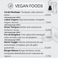 Opciones veganas del menú   at A Prop Teu in Vilanova I La Geltru