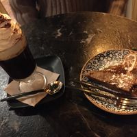 Oh my! Vegan Irish Coffee and lemon-ginger-pie!   at Bubita Bar in Barcelona