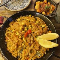 Vegan chicken paella  at Bubita Bar in Barcelona