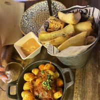Piratas bravas and crispy gnocchi with a tomato sauce  at Bubita Bar in Barcelona