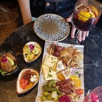 (Left to right) croquettes, tofu, sun dried tomatoes, Camembert platter   at Bubita Bar in Barcelona