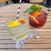 Nice Sangrias with different flavours... at Bubita Bar in Barcelona