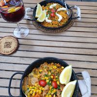 Paella, Non-alcoholic Sangria at Bubita Bar in Barcelona