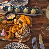 Croquettes (top) and seafood plate/mix (bottom)  at Bubita Bar in Barcelona