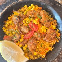 Chicken vegan paella  at Bubita Bar in Barcelona