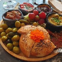 Dips platter at Bubita Bar in Barcelona