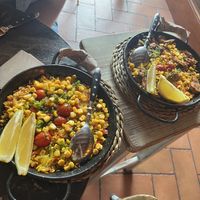 Vegetable and Chicken Paella  at Bubita Bar in Barcelona