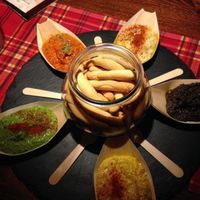 Dips and bread sticks at Bubita Bar in Barcelona