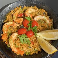 Vegan paella con mariscos   at Bubita Bar in Barcelona