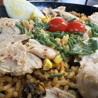 Paella, close-up  at Bubita Bar in Barcelona