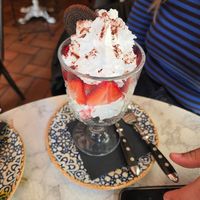 Strawberries with cream at Bubita Bar in Barcelona