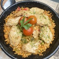 Really tiny chicken paella (8 bites top)  at Bubita Bar in Barcelona
