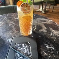 Peach Iced Tea/Lemonade and Journaling  at Bubita Bar in Barcelona