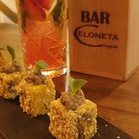 Corn rolls + strawberry sangria at Bubita Bar in Barcelona