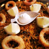Paella calimaris at Bubita Bar in Barcelona