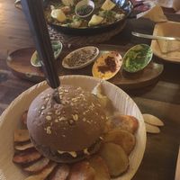 burger, dips and prawn paella! at Bubita Bar in Barcelona