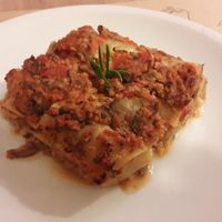 Lasagna al raghù di funghi at Veganda in Padua