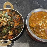 Bhindi masala and mushroom mutter  at Curry Town Fine Authentic Indian Cuisine in Swift Current