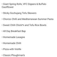 Some of the vegan dishes they have at Inn on the Lake  in Gravesend