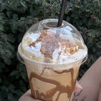 Biscoff frappe  at Harbours Vegan Bakery in Lancing