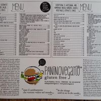menu at the Panino Vegano at Panino Vegano in Florence