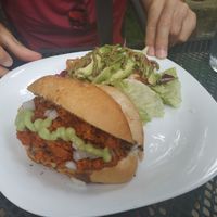 Pepito de chorizo at Avocado Vegetariano - Santa Gertrudis Copo in Merida