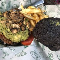 Burger toppings  at Avocado Vegetariano - Santa Gertrudis Copo in Merida