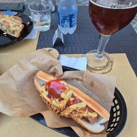 Vegan Hot Dog with onions and mustard (Brooklyn Hod Dog) at Beer Bang in Macerata
