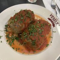 Stuffed cabbage with tomato sauce  at Veselka Williamsburg in New York