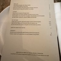 Menu in August 2025  at Kolae in London
